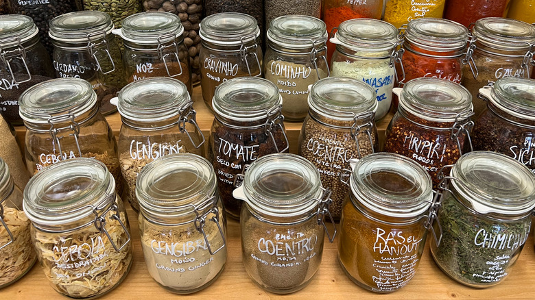 Jars filled with spices