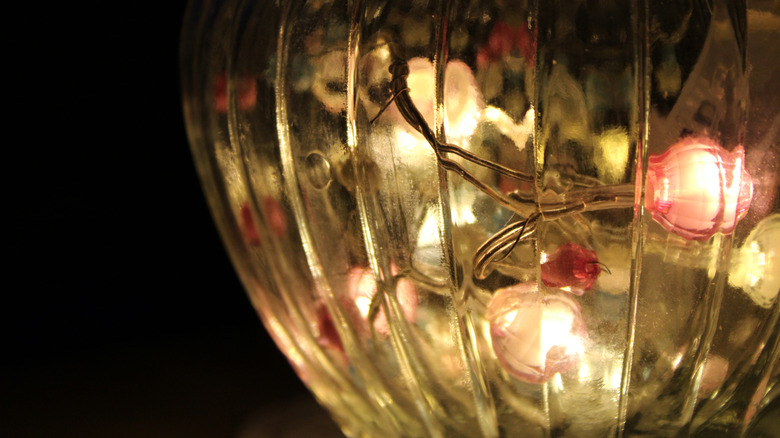 string lights in vase