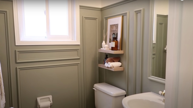 powder room with wall molding