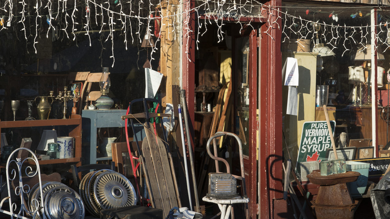 Collection of furniture outside antique store