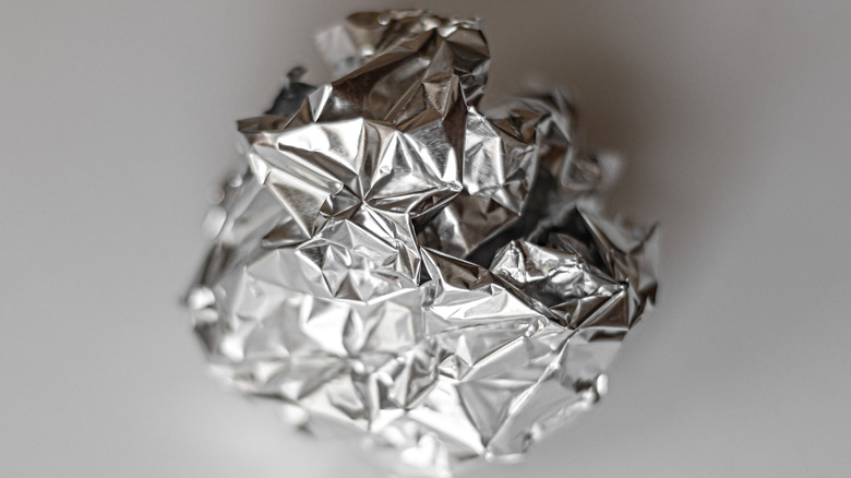 Ball of crumpled aluminum foil