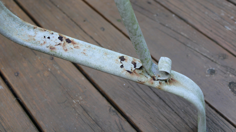 peeling paint on iron table