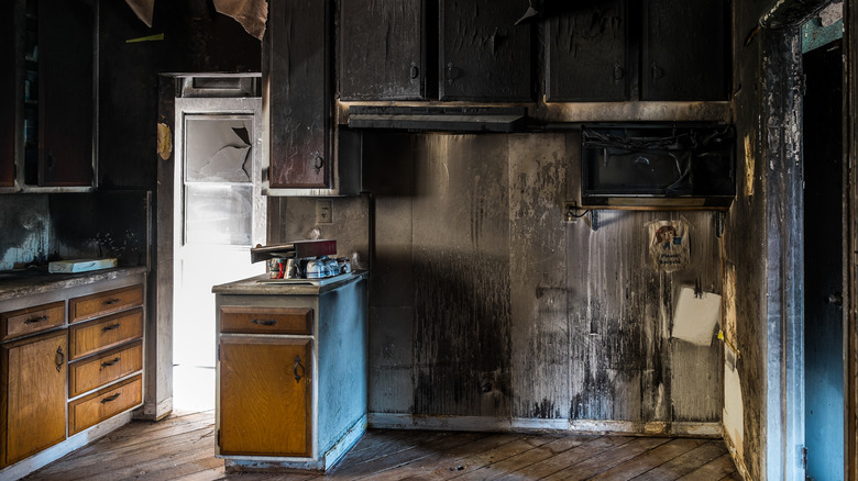 Inside fire-damaged home