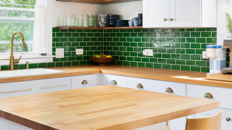 Green subway tiles