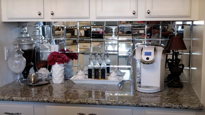 mirrored tile backsplash