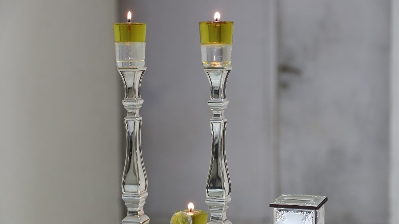 Elegant antique silver candlesticks 