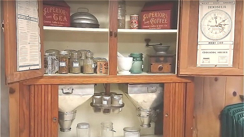 Hoosier cabinet open close up