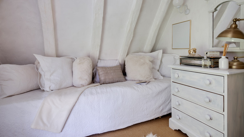White bedroom with bed