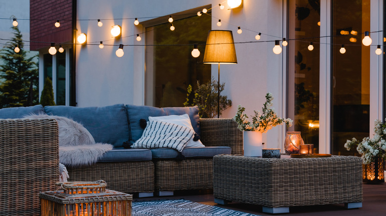 Backyard with string lights