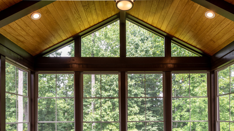 recessed lights and hanging fixture