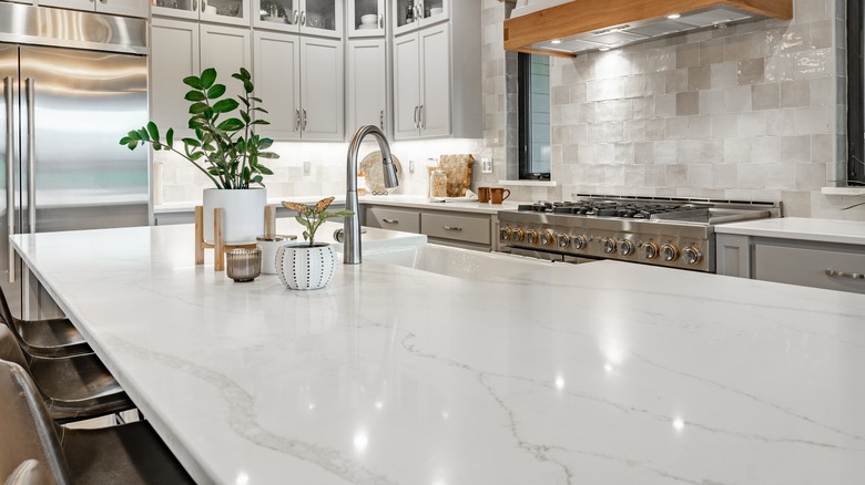 Sparkling clean quartz countertops