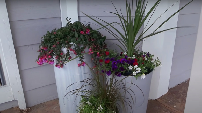 Tall trash can planters