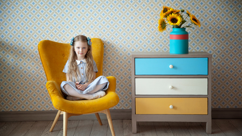 dresser with colored drawers