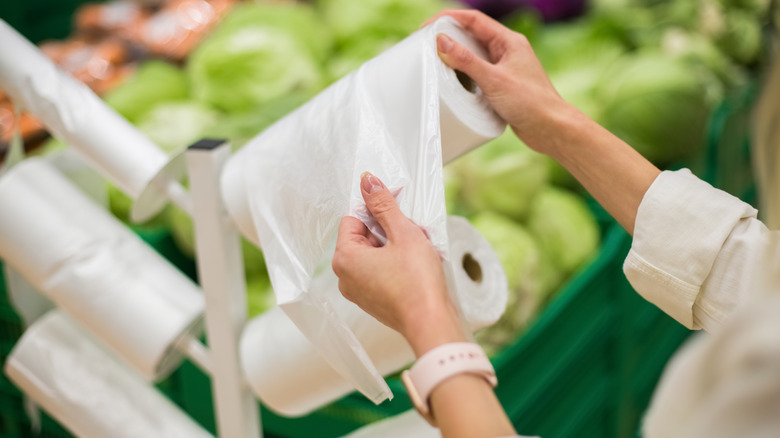 plastic grocery bag in store