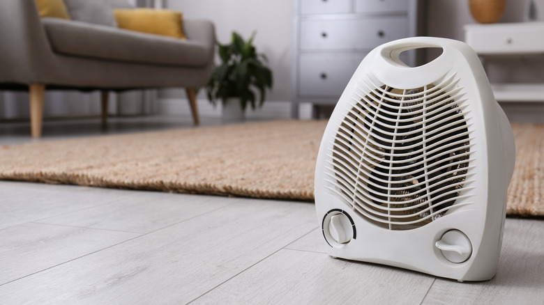 Fan on living room floor