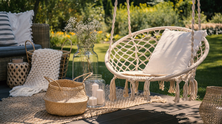 baskets in backyard