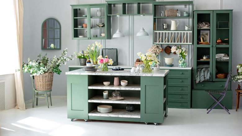 kitchen with flowers