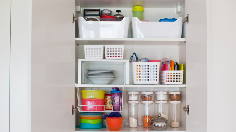 cabinets with dishes