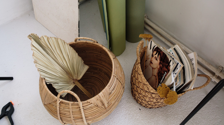 basket with magazines