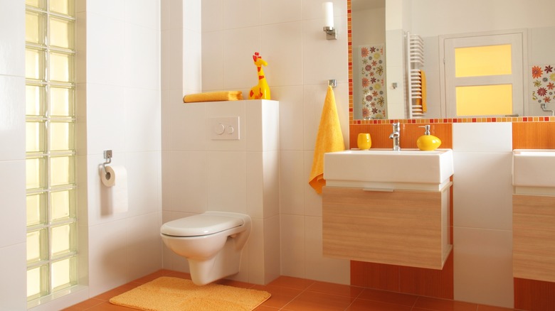 orange and yellow children's bathroom 