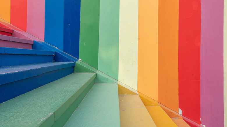 rainbow stairs in a home