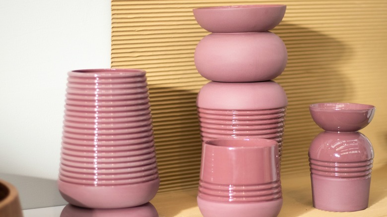 group of pink ceramics