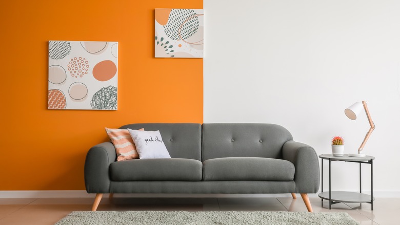  living room with orange walls