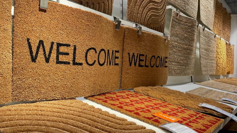 several coir welcome mats