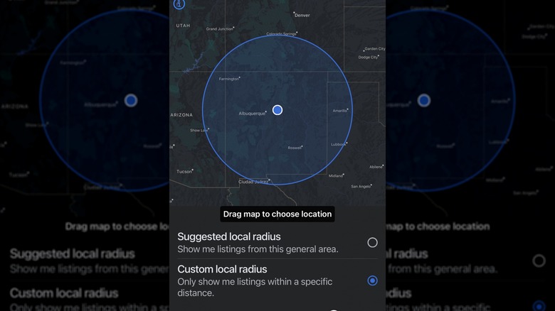 Facebook Marketplace location page 