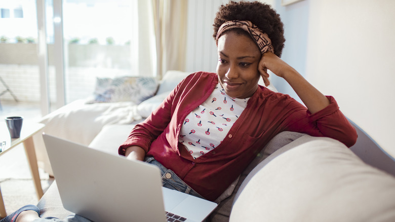 woman using laptop