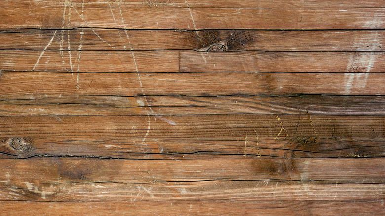 Scratched wood surface