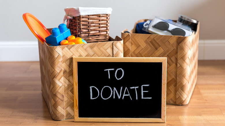 baskets with items to donate