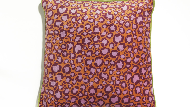 mauve and leopard print pillow 