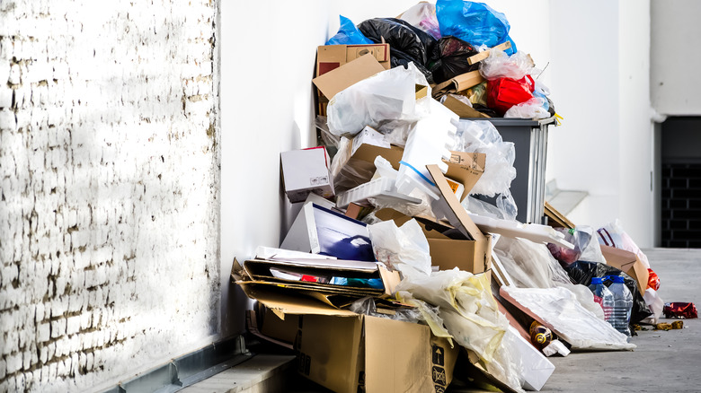 Garbage pile at waste-collection site