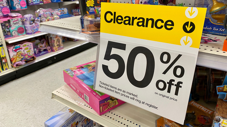 Clearance sign in Target's toy section