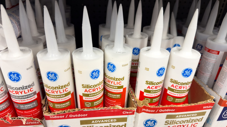 Silicone caulk on the shelf at the store