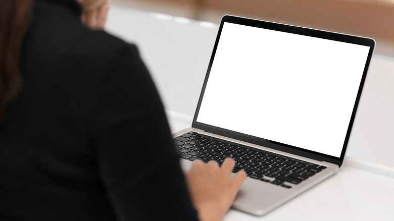 woman working on laptop