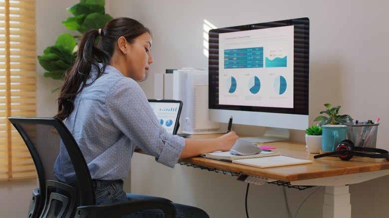 woman working in home office