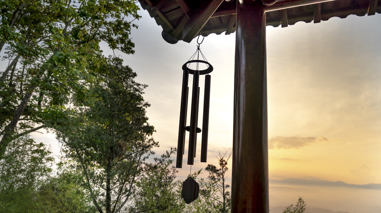 A wind chime hanging 