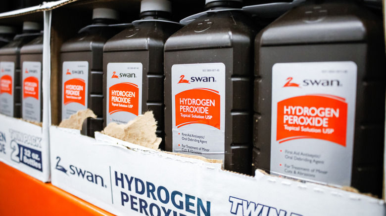 hydrogen peroxide on shelves