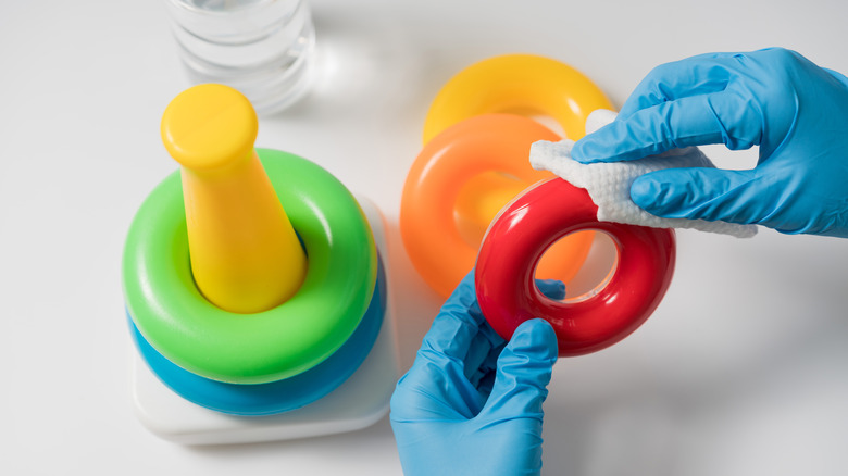 Disinfecting plastic toys