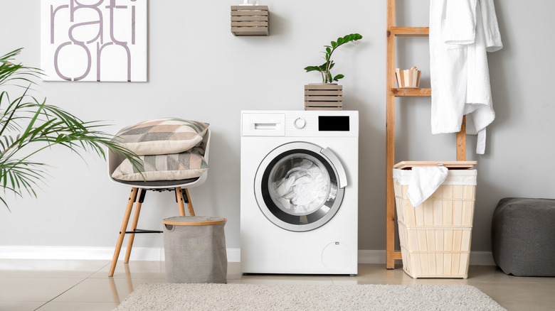 neutral colored laundry room