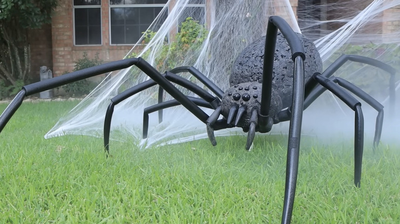 Pool noodle legged spider sculpture