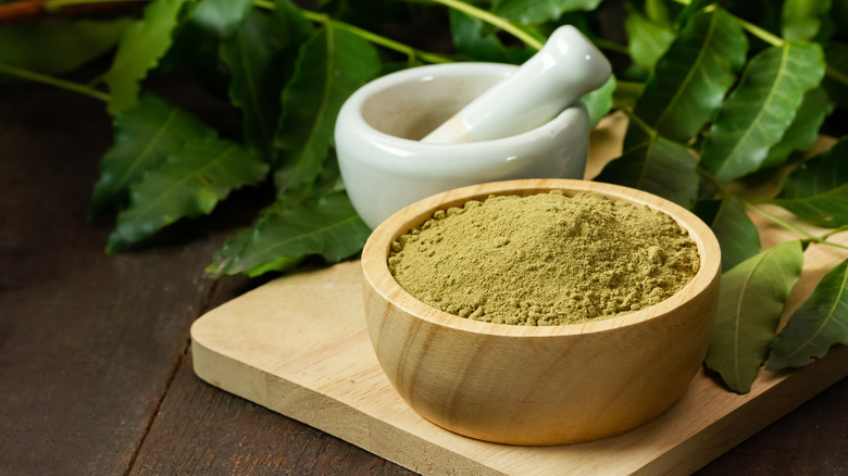 Neem powder in bowl