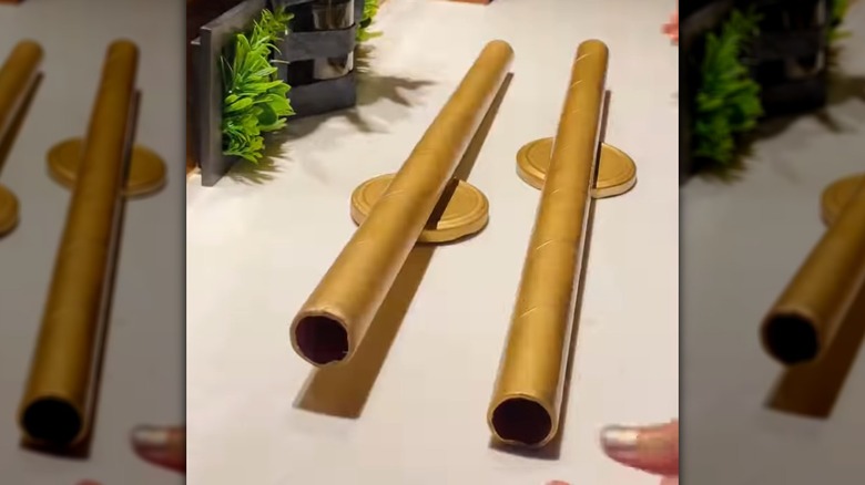 Spray painted wrapping roll vases