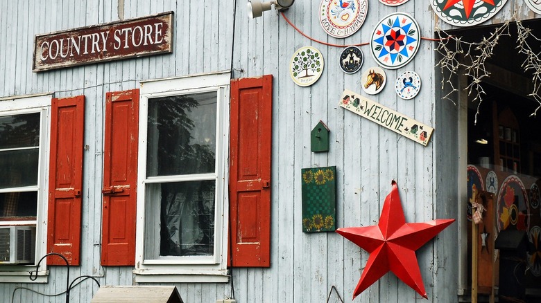 A country store displays barn stars