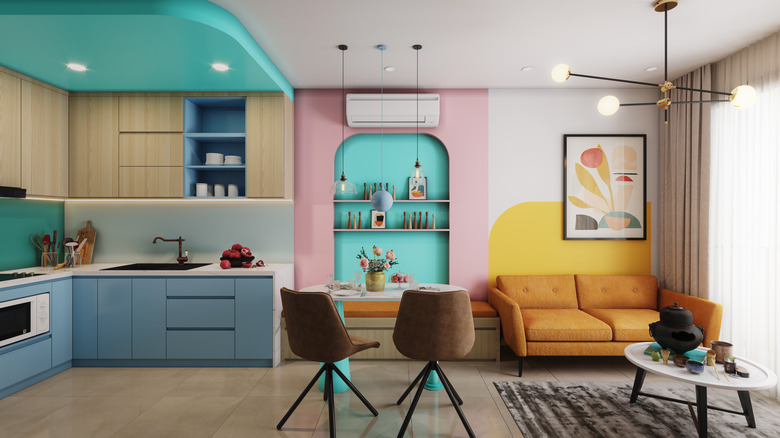 living room with pastel colors