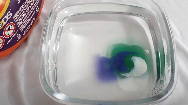 dissolving Tide Pod in water