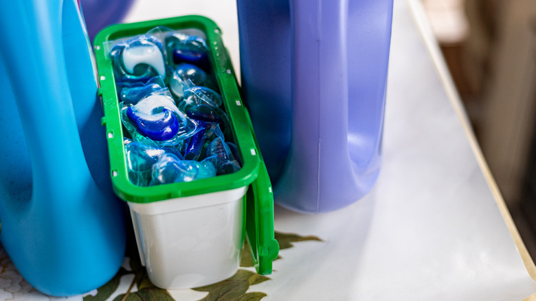 detergent pods inside airtight container