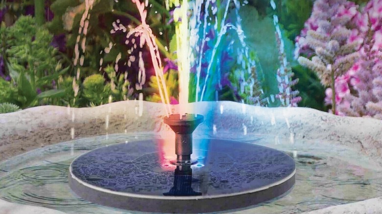 Solar color-changing water fountain